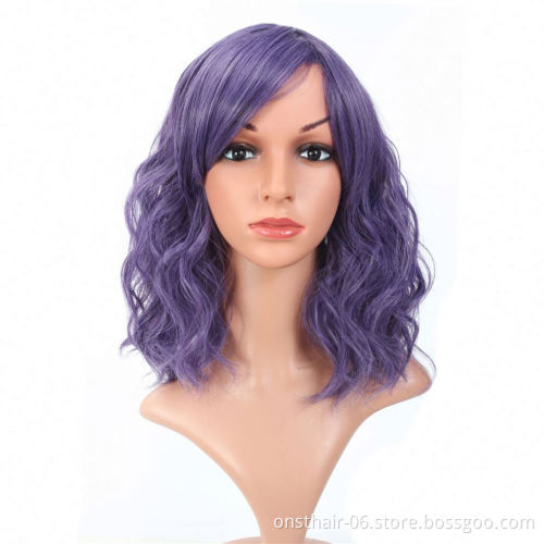 MYZYR own brand wig high-quality heat-resistant synthetic wig 16 inches, fluffy wavy bangs wig, noble gold artificial wig
